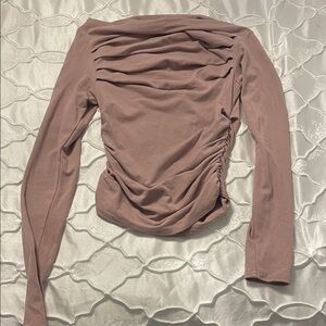 Chic Gathered Long Sleeve Top - Mauve